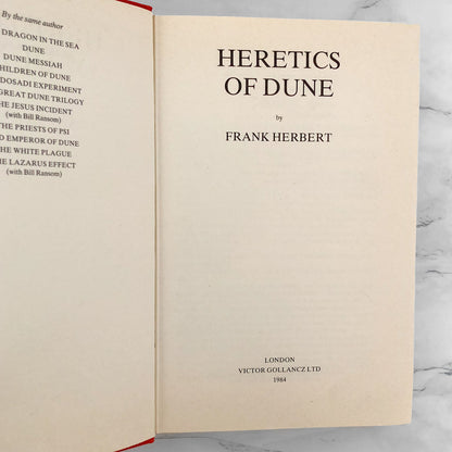 Heretics of Dune by Frank Herbert [U.K. FIRST EDITION / FIRST PRINTING] 1984 ❧ Victor Gollancz Ltd.