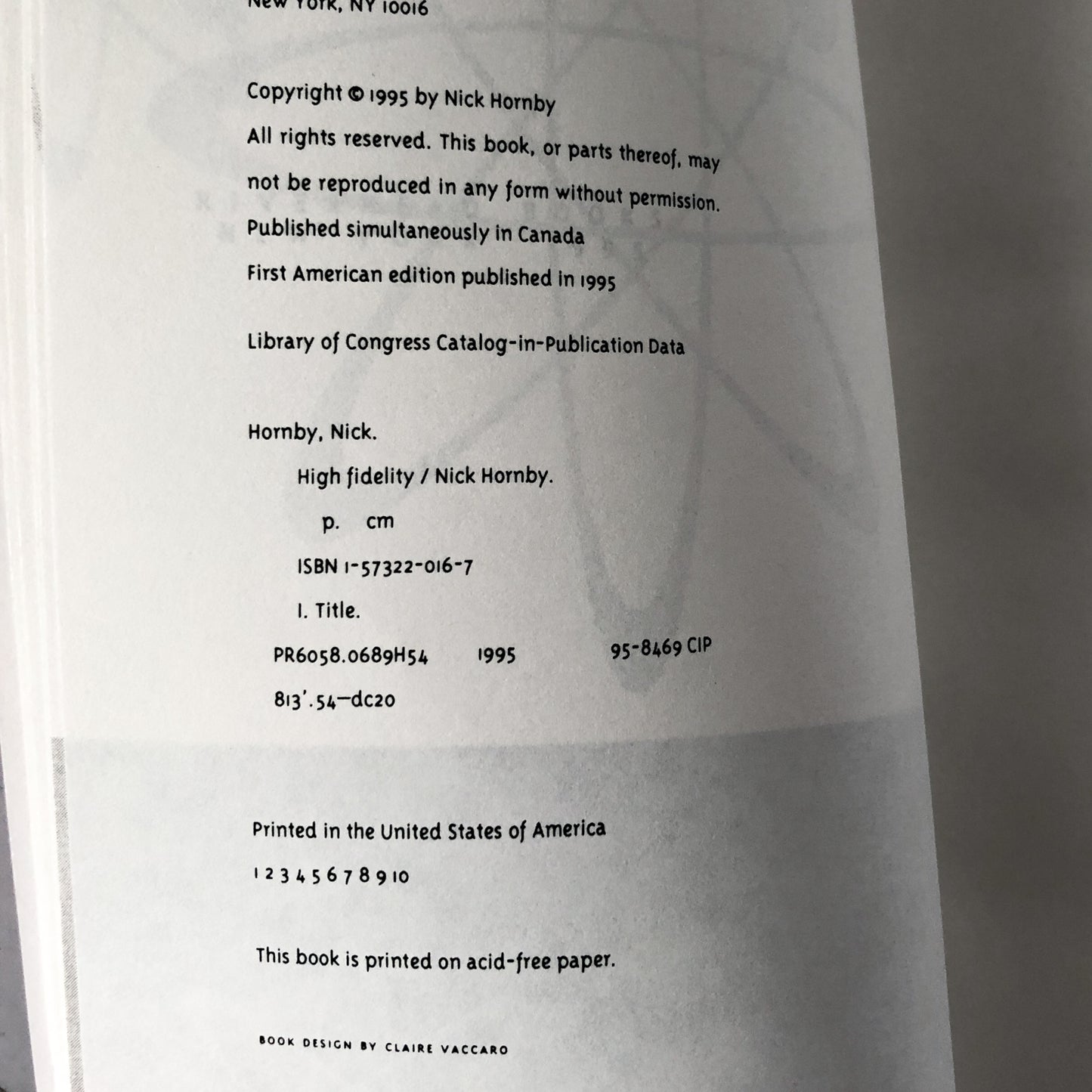 High Fidelity by Nick Hornby [UNCORRECTED PROOF - 1995] - Bookshop Apocalypse