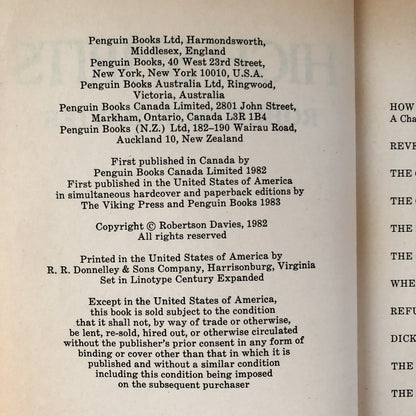 High Spirits by Robertson Davies [1983 TRADE PAPERBACK] - Bookshop Apocalypse
