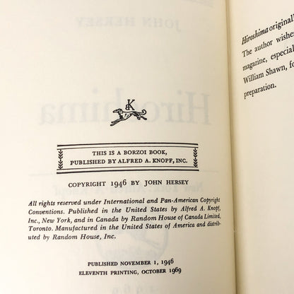 Hiroshima by John Hersey [FIRST EDITION] 1969