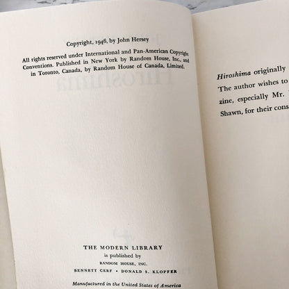 Hiroshima by John Hersey [THE MODERN LIBRARY] 1946 / HARDCOVER