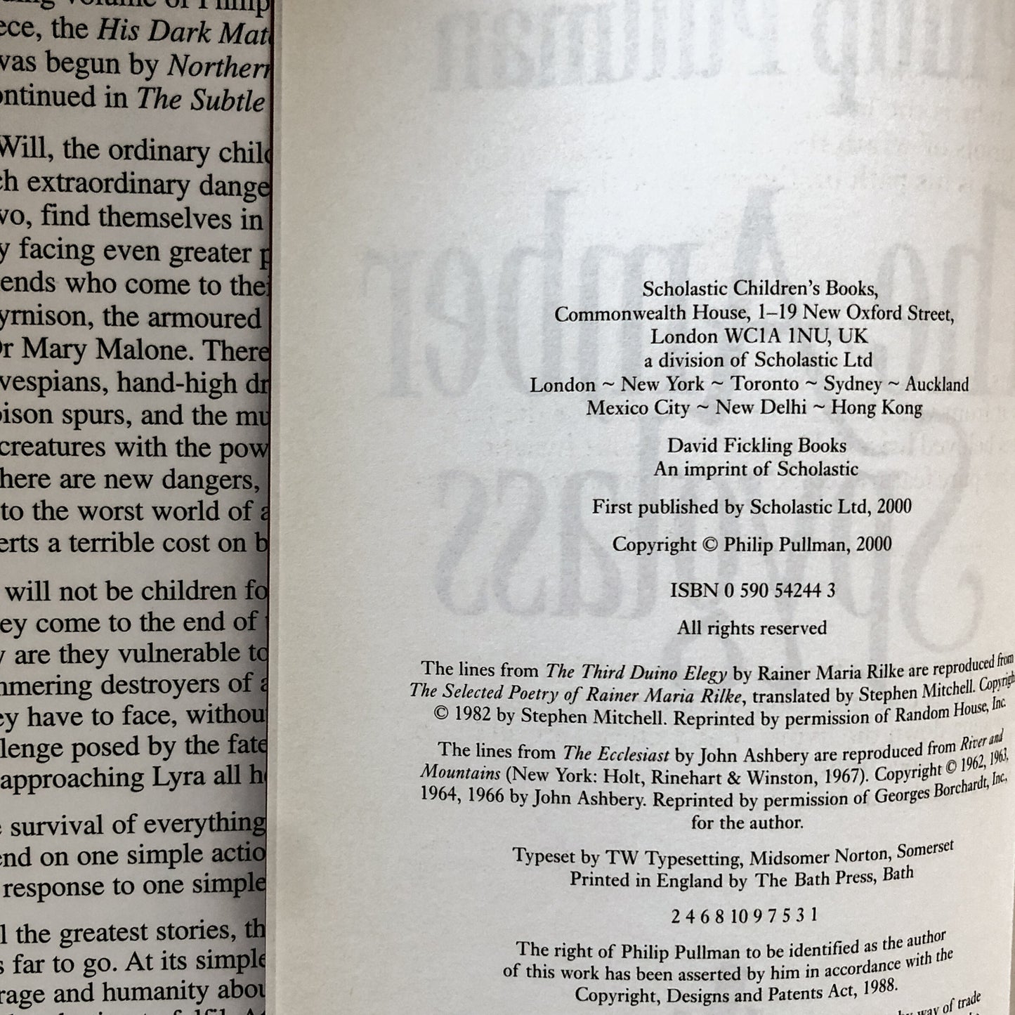 The Amber Spyglass by Philip Pullman - His Dark Materials #3 [UK FIRST EDITION / FIRST PRINTING] - Bookshop Apocalypse