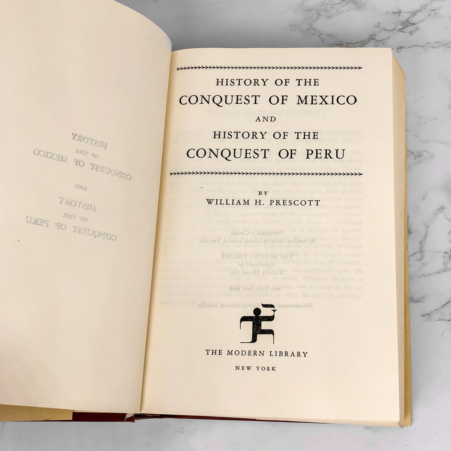 History of the Conquest of Mexico & History of the Conquest of Peru by William Hickling Prescott [THE MODERN LIBRARY] 1979