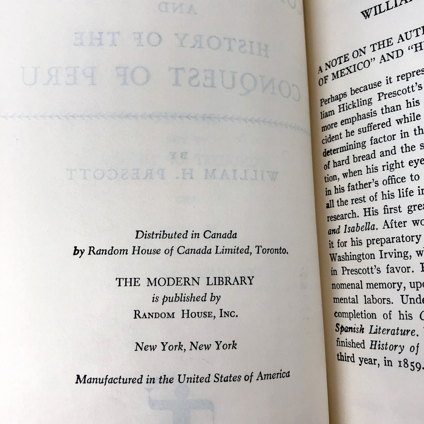 History of the Conquest of Mexico & History of the Conquest of Peru by William Hickling Prescott [THE MODERN LIBRARY] 1979