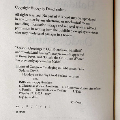 Holidays on Ice by David Sedaris [FIRST EDITION] 1997 - RARE 2nd State!