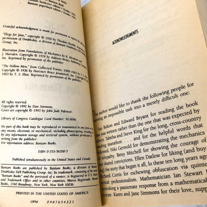 The Hollow Man by Dan Simmons [FIRST PAPERBACK PRINTING] 1993