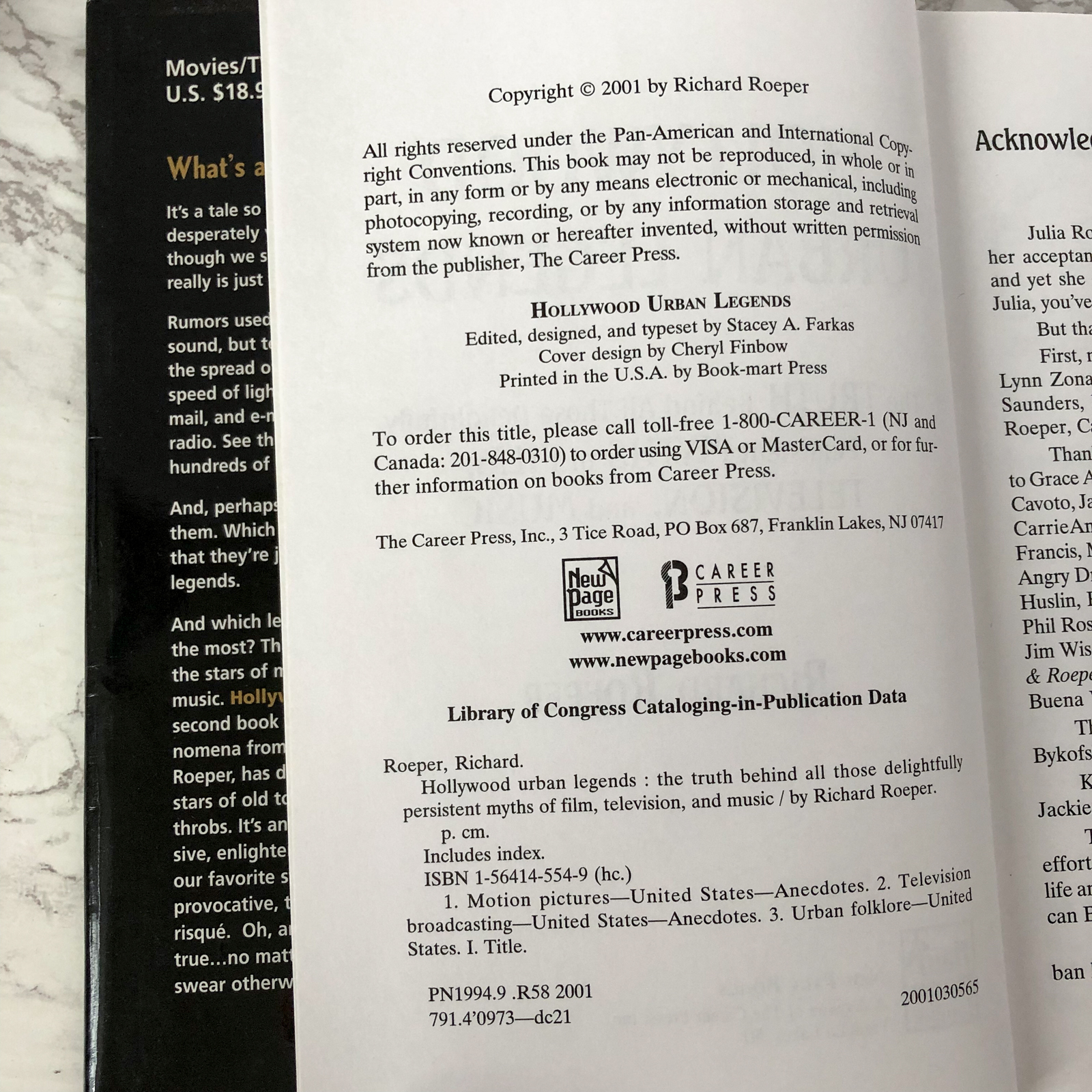 Hollywood Urban Legends by Richard Roeper [FIRST EDITION / 2001] - Bookshop Apocalypse