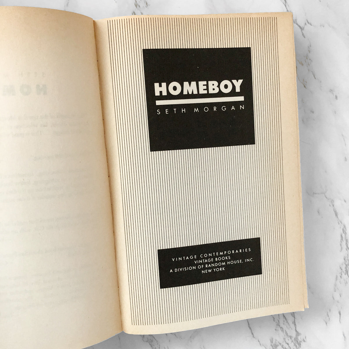 Homeboy by Seth Morgan [FIRST PAPERBACK PRINTING / 1991]