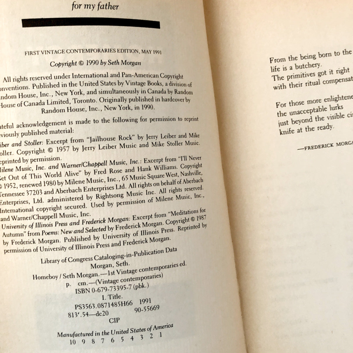 Homeboy by Seth Morgan [FIRST PAPERBACK PRINTING / 1991]
