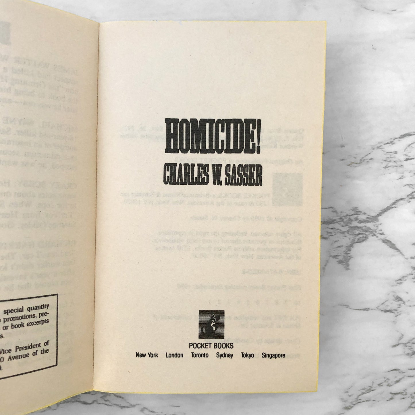 Homicide! by Charles W. Sasser [FIRST PRINTING / 1990]