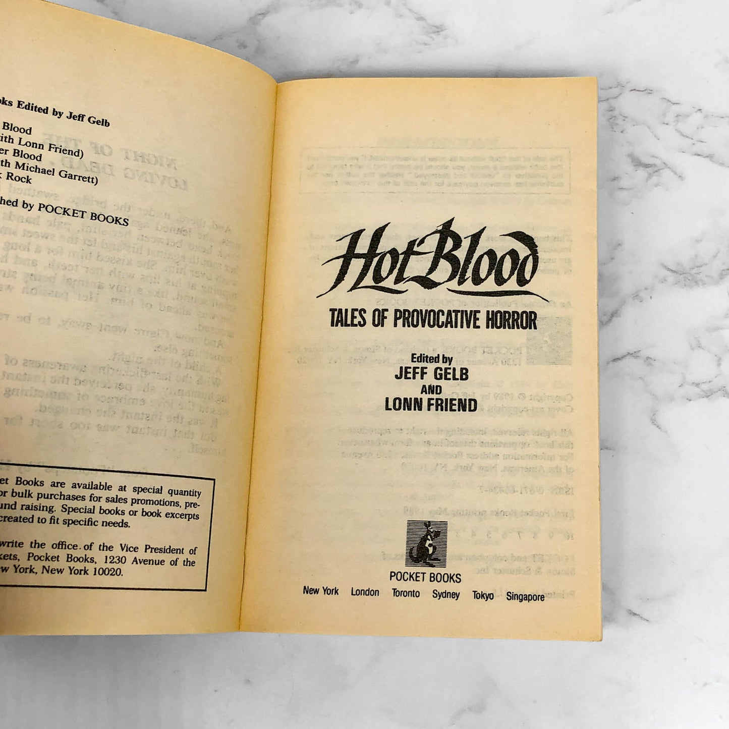 Hot Blood: 24 Tales of Erotic Horror edited by Jeff Geld [FIRST EDITION PAPERBACK] 1989