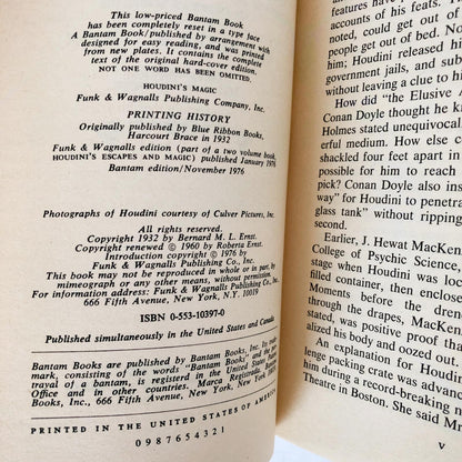 Houdini's Magic: Prepared from Houdini's Private Notebooks by Walter B. Gibson [1976 PAPERBACK]