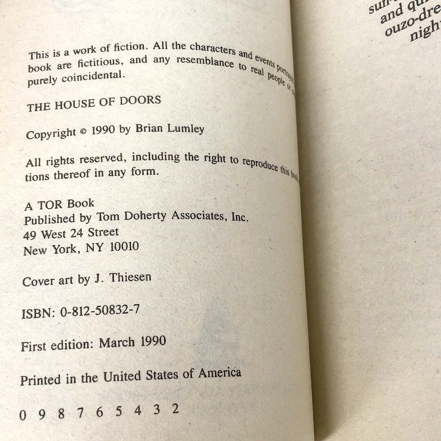 The House of Doors by Brian Lumley [FIRST EDITION PAPERBACK] 1990