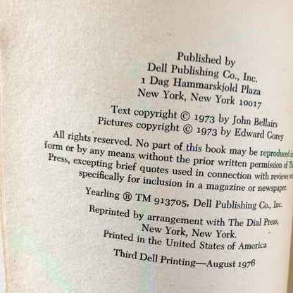 The House With A Clock in Its Walls by John Bellairs [FIRST PAPERBACK EDITION / 1976]