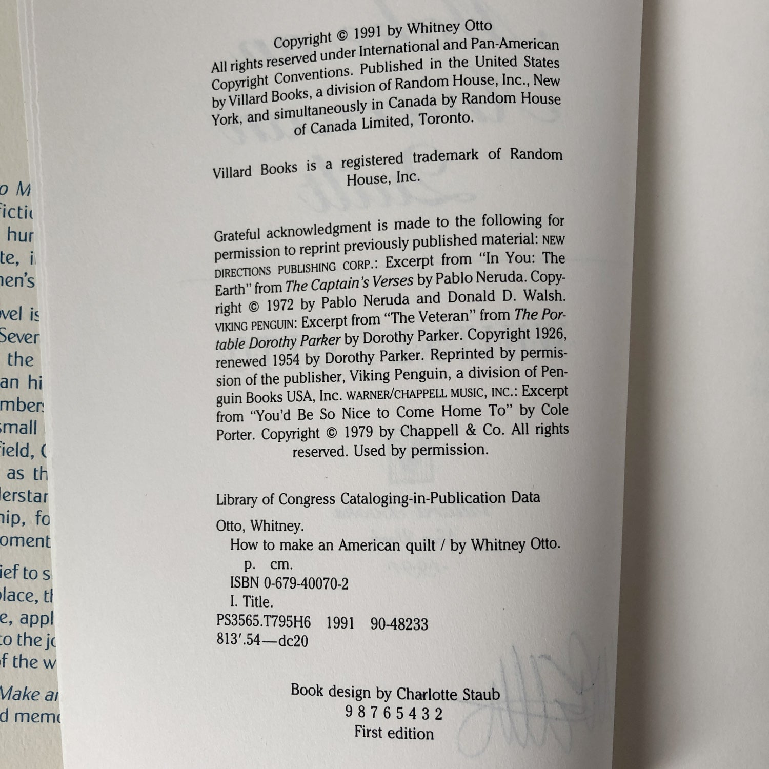 How to Make an American Quilt by Whitney Otto [SIGNED! FIRST EDITION] - Bookshop Apocalypse