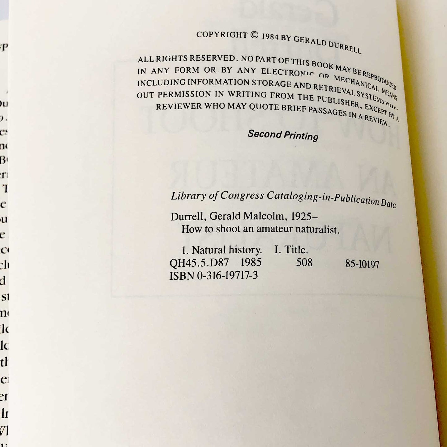 How to Shoot an Amateur Naturalist by Gerald Durrell [FIRST EDITION] 1985 • Little Brown