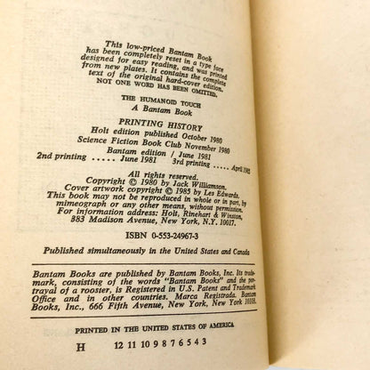 The Humanoid Touch by Jack Williamson [1985 PAPERBACK]