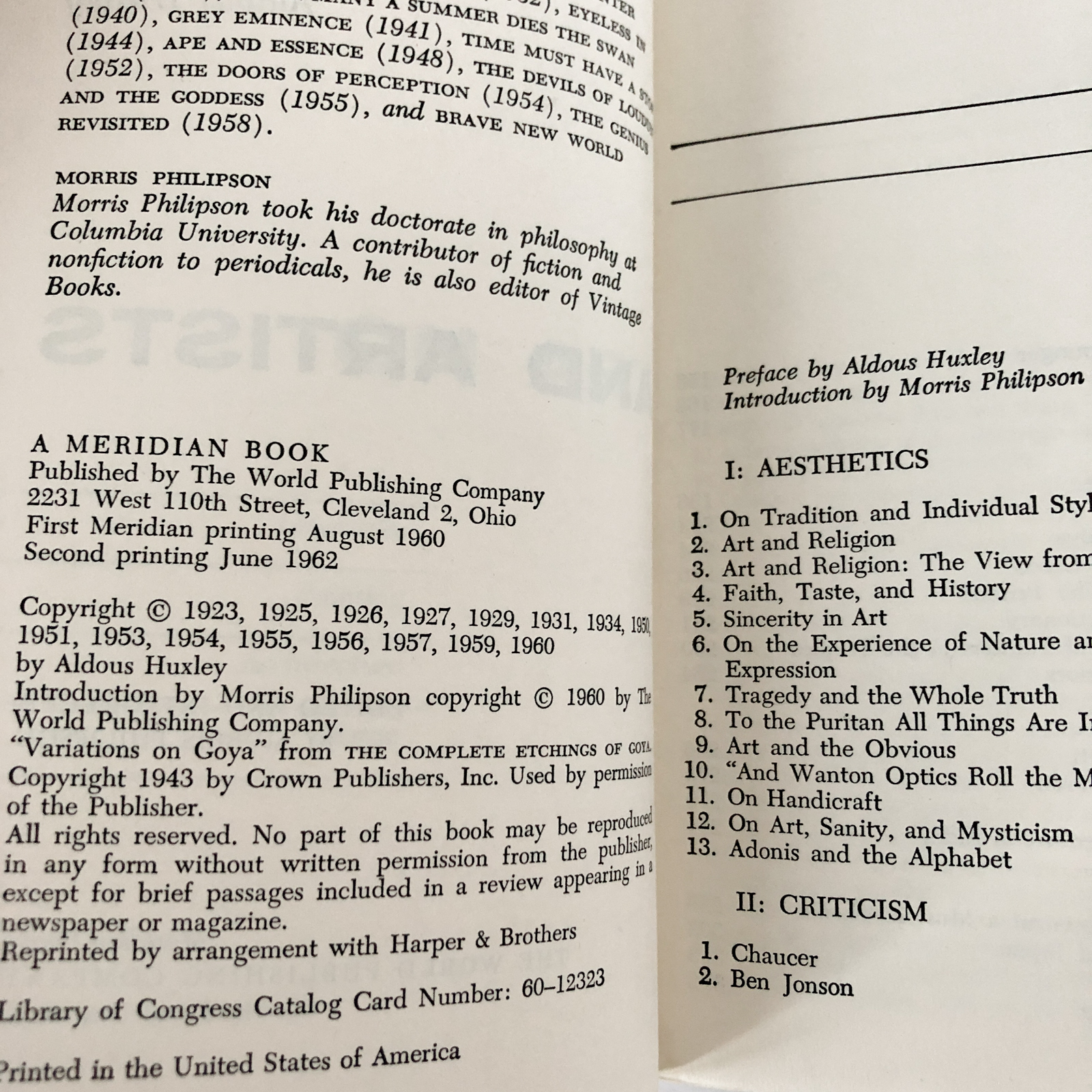 On Art and Artists by Aldous Huxley - Bookshop Apocalypse