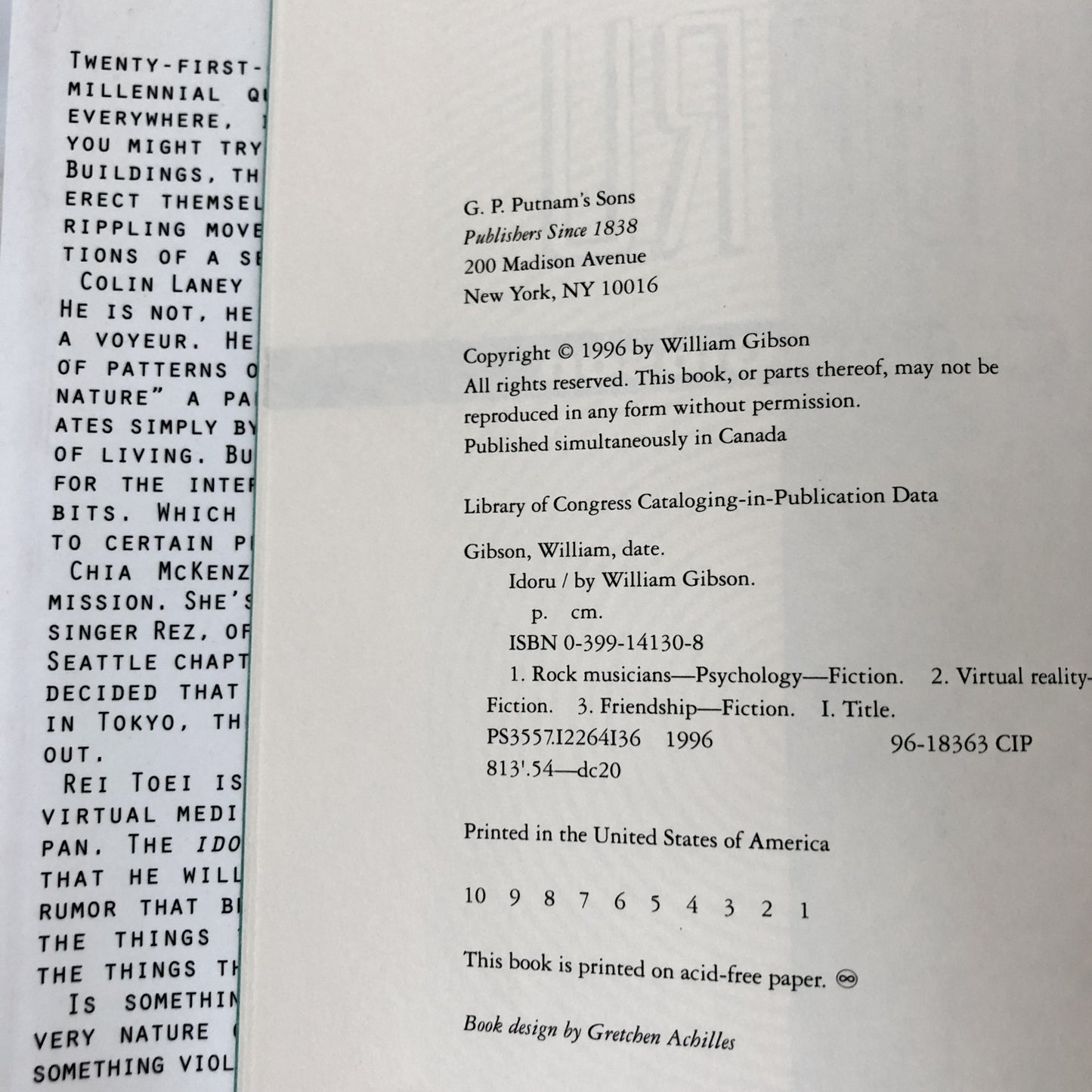 Idoru by William GIbson [FIRST EDITION] - Bookshop Apocalypse