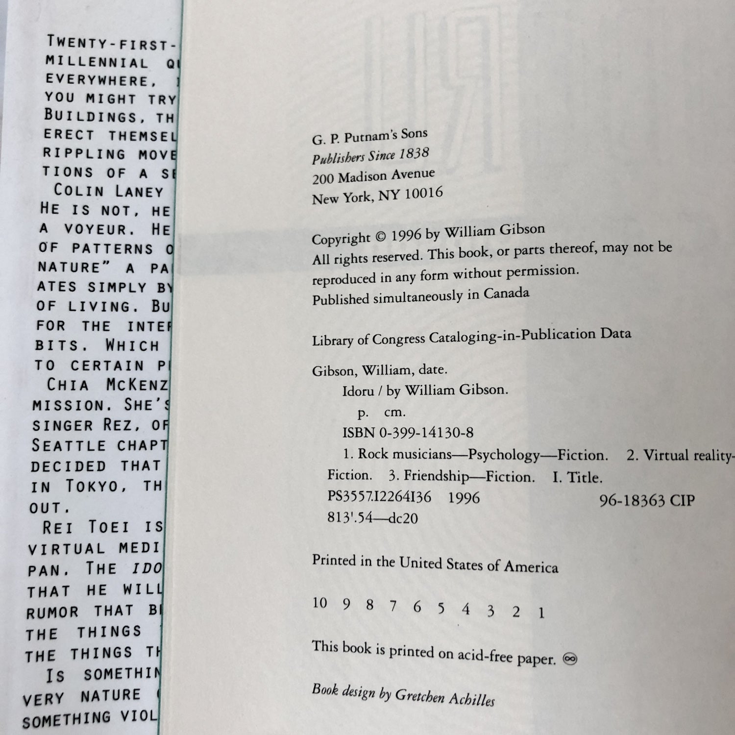 Idoru by William GIbson [FIRST EDITION] - Bookshop Apocalypse