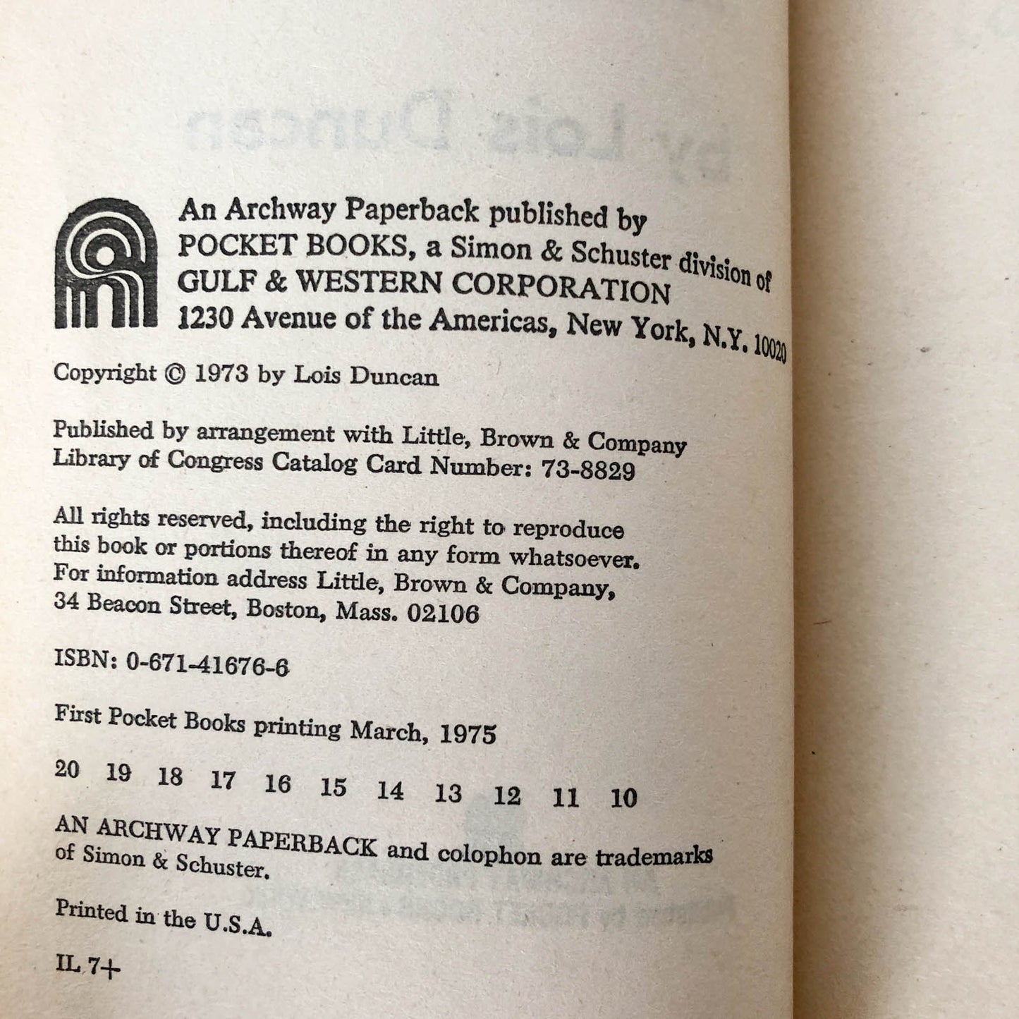 I Know What You Did Last Summer by Lois Duncan [1975 PAPERBACK]