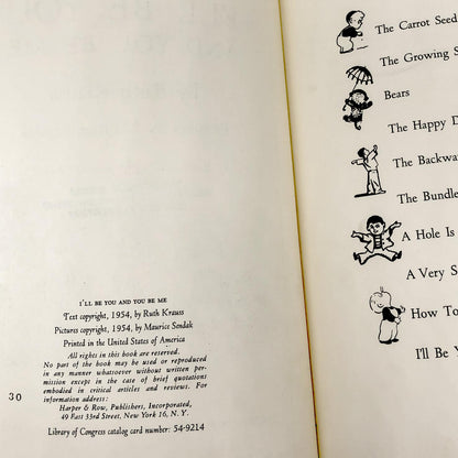 I'll Be You and You Be Me by Ruth Krauss & Maurice Sendak [FIRST EDITION] 1954
