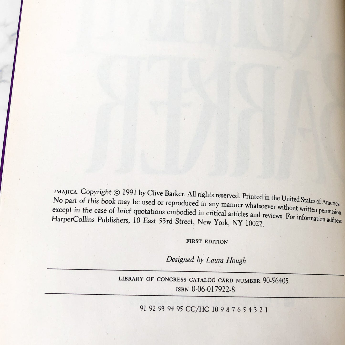Imajica by Clive Barker [FIRST EDITION • FIRST PRINTING] 1991