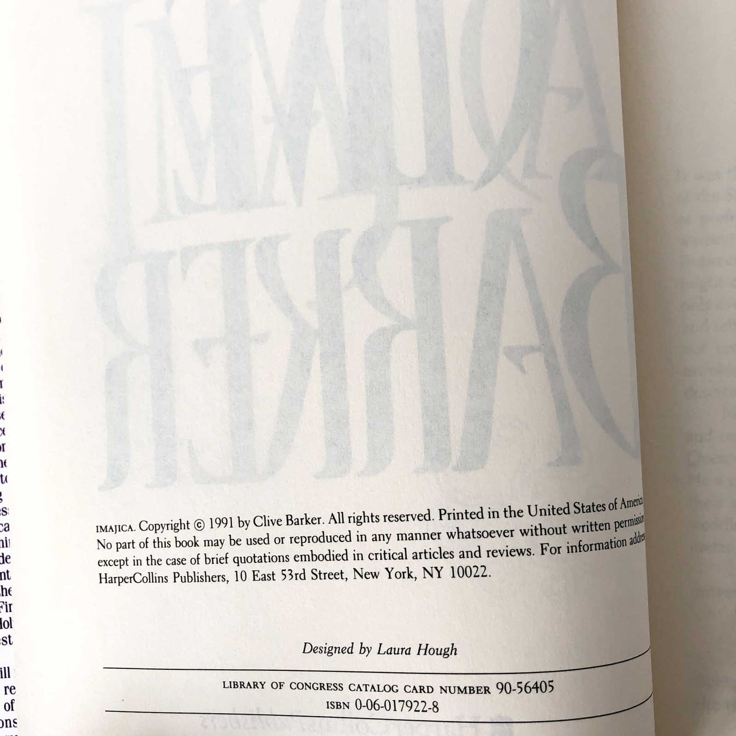 Imajica by Clive Barker [FIRST BOOK CLUB EDITION / 1991]