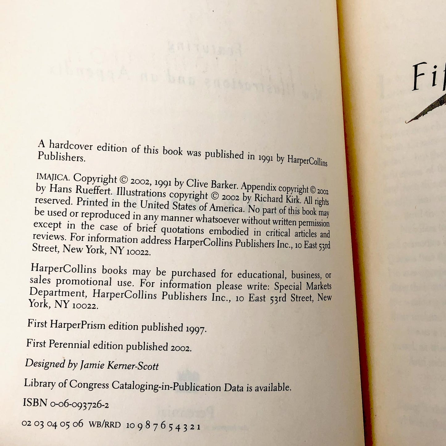 Imajica by Clive Barker [ILLUSTRATED TRADE PAPERBACK] 2002 • Perennial