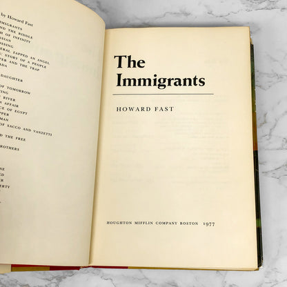 The Immigrants by Howard Fast [FIRST EDITION • FIRST PRINTING] 1977