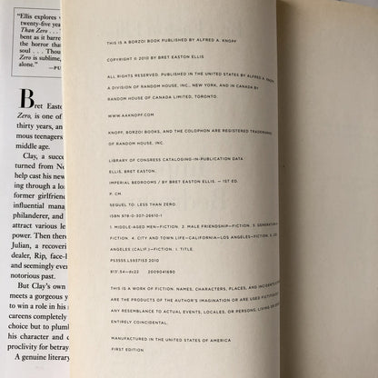 Imperial Bedrooms by Bret Easton Ellis [FIRST EDITION] - Bookshop Apocalypse