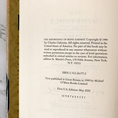 The Importance of Being Earnest: A Trivial Novel for Serious People by Charles Osborne / Oscar Wilde [FIRST EDITION] - Bookshop Apocalypse