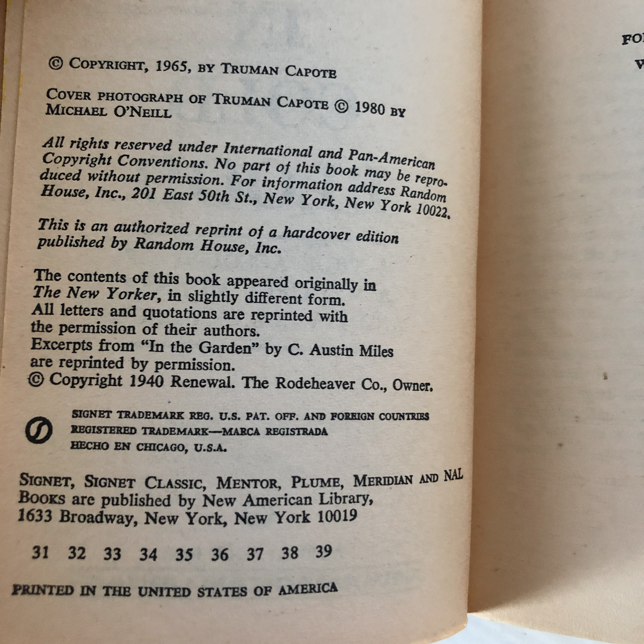 In Cold Blood by Truman Capote [1980 PAPERBACK] - Bookshop Apocalypse