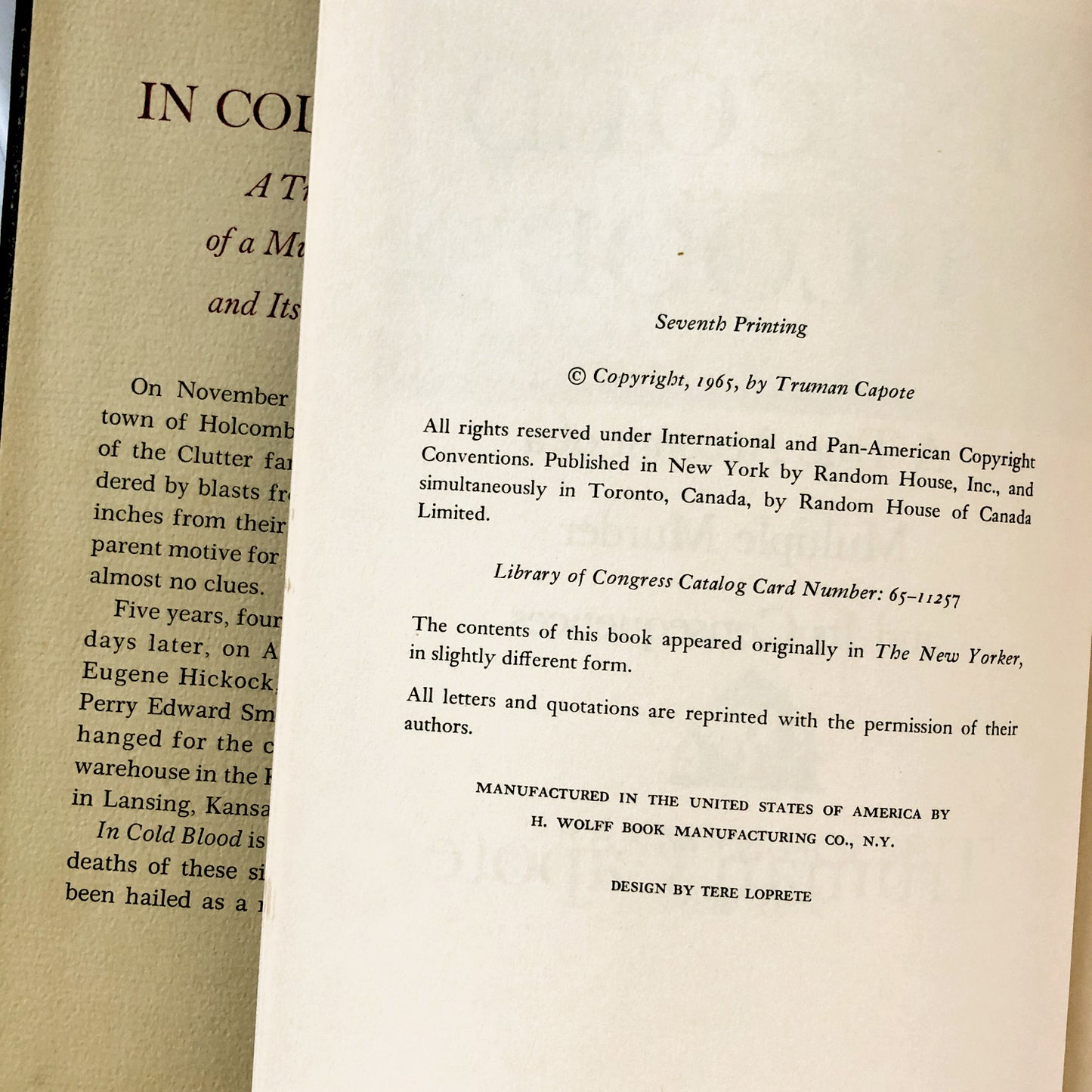 In Cold Blood by Truman Capote [FIRST EDITION / SEVENTH PRINTING] - Bookshop Apocalypse