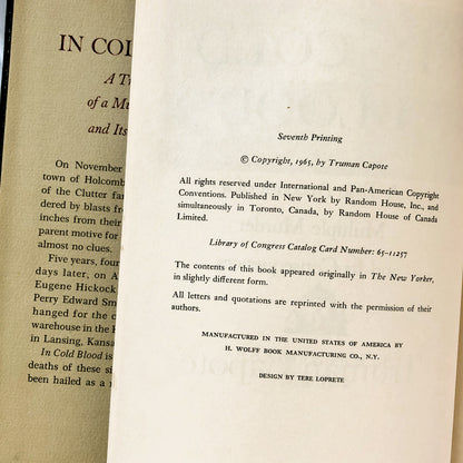 In Cold Blood by Truman Capote [FIRST EDITION / SEVENTH PRINTING] - Bookshop Apocalypse