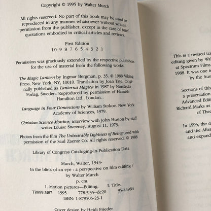 In the Blink of an Eye: A Perspective on Film Editing by Walter Murch [FIRST EDITION] - Bookshop Apocalypse