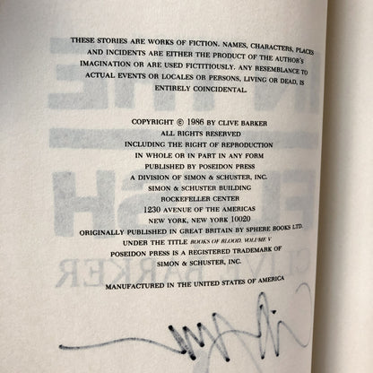 In the Flesh by Clive Barker [SIGNED BOOK CLUB EDITION] - Bookshop Apocalypse