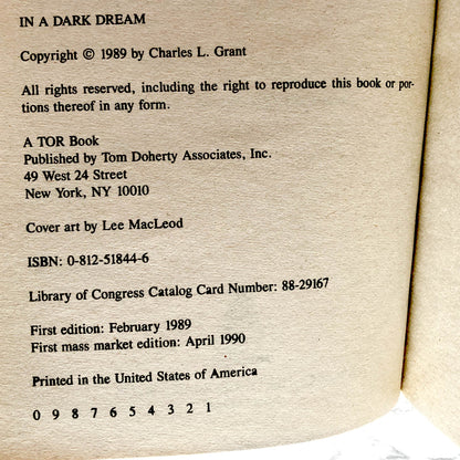 In a Dark Dream by Charles L. Grant [FIRST PAPERBACK PRINTING / 1990]