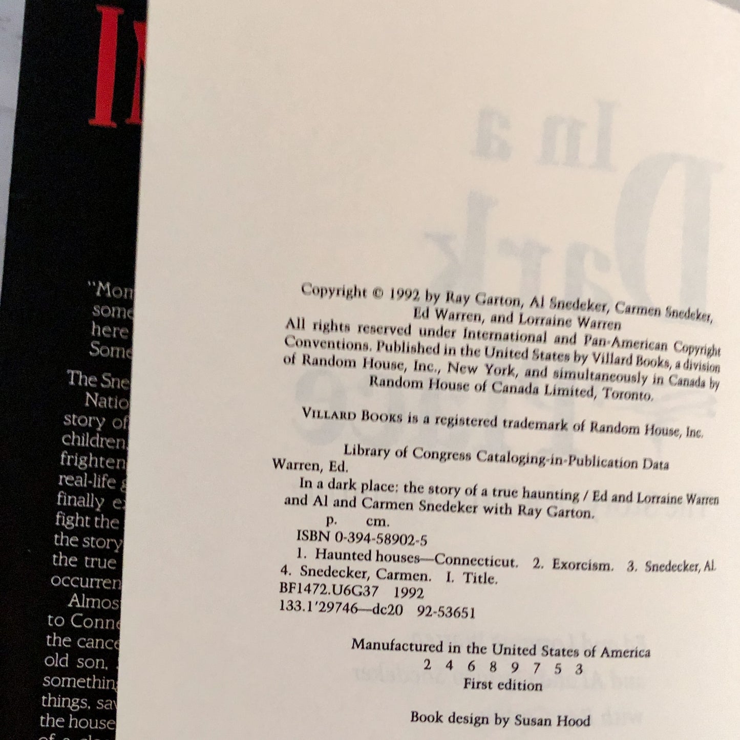 In A Dark Place by Ed and Lorraine Warren SIGNED! [FIRST EDITION]