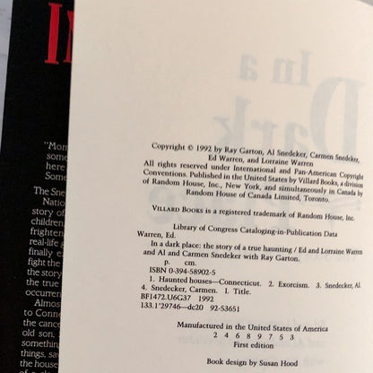 In A Dark Place by Ed and Lorraine Warren SIGNED! [FIRST EDITION]