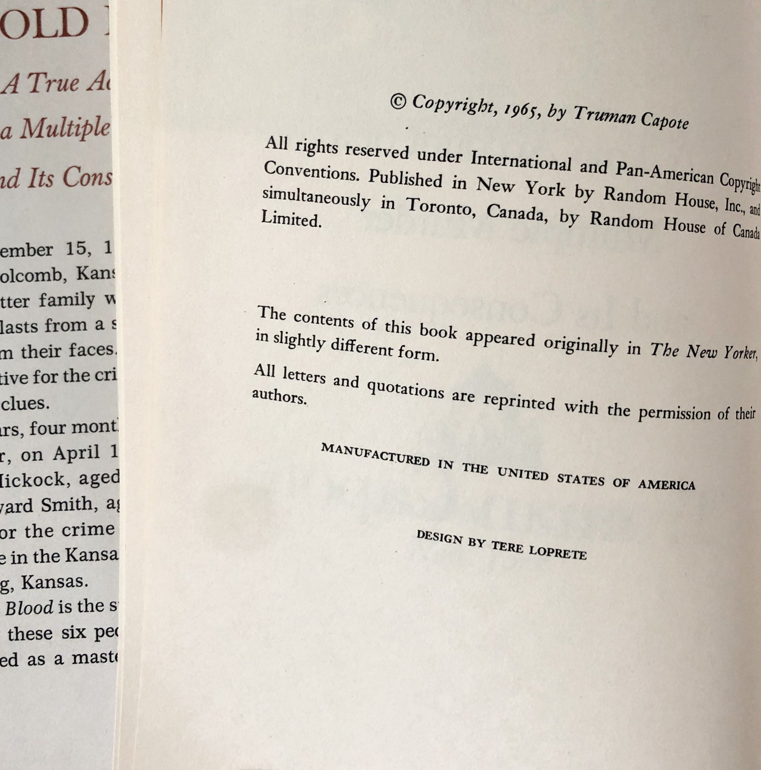 In Cold Blood by Truman Capote [BOOK CLUB HARDCOVER / 1965] - Bookshop Apocalypse