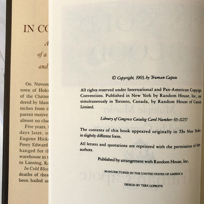In Cold Blood by Truman Capote [BOOK CLUB EDITION / 1965]