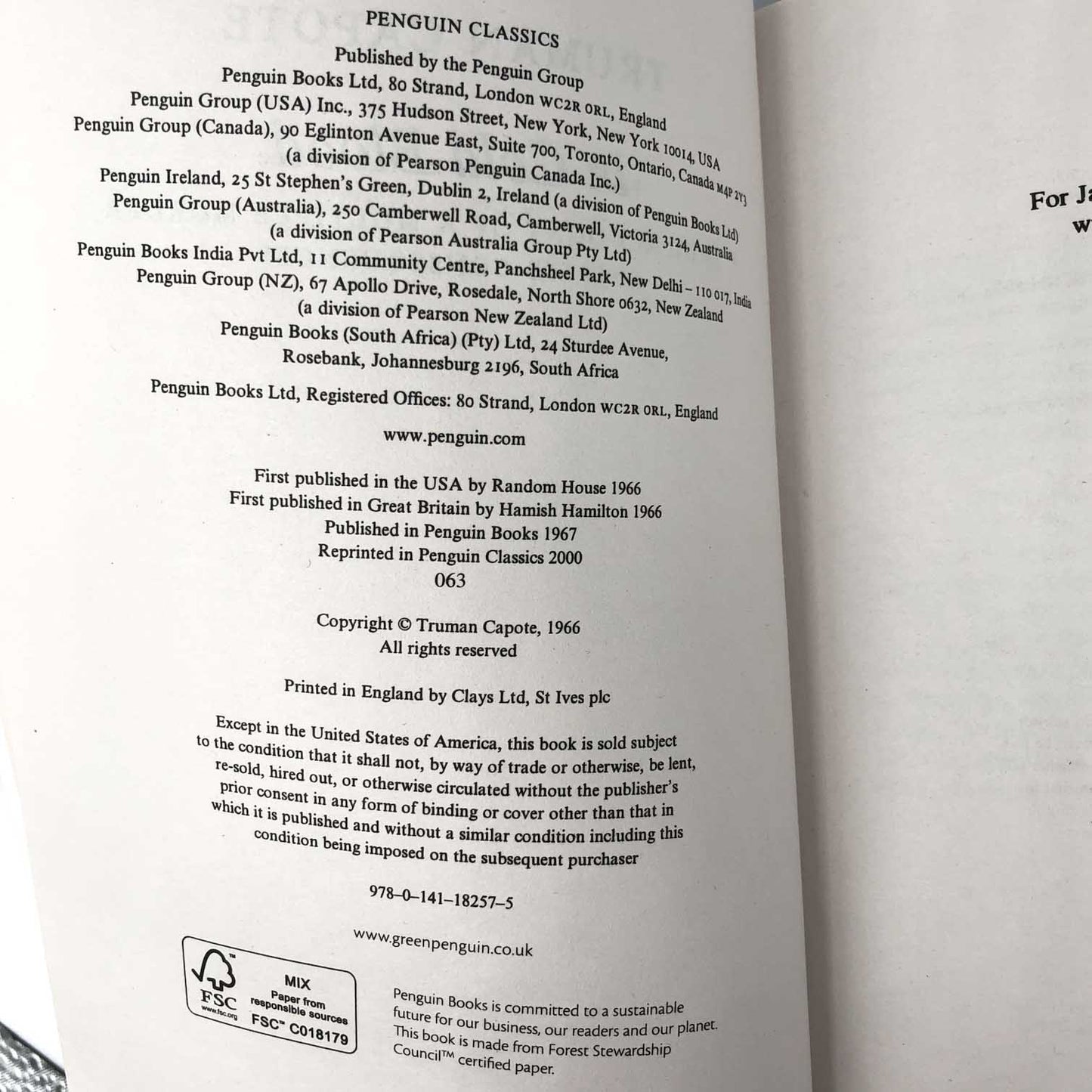 In Cold Blood by Truman Capote [U.K. TRADE PAPERBACK] 2000  ❧ Penguin Modern Classics