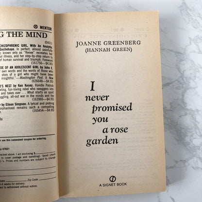 I Never Promised You a Rose Garden by Joanne Greenberg [1977 PAPERBACK]