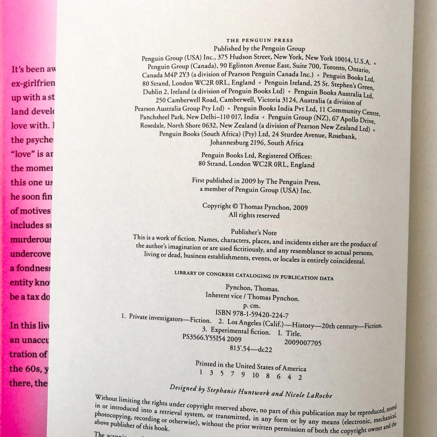 Inherent Vice by Thomas Pynchon [FIRST EDITION / FIRST PRINTING]