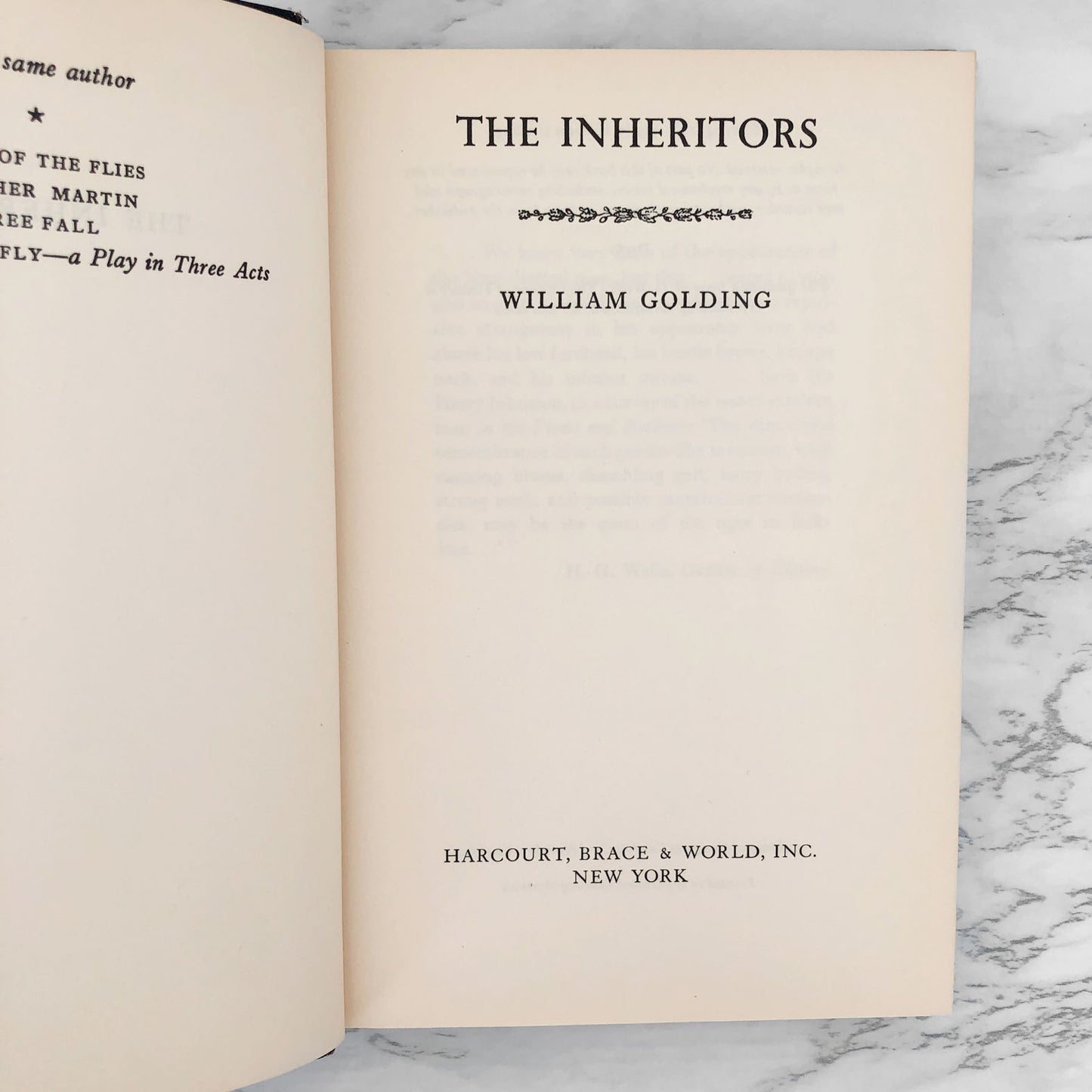 The Inheritors by William Golding [U.S. FIRST EDITION / FIRST PRINTING]