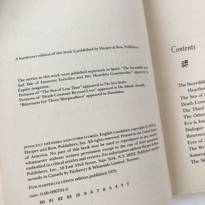 Innocent Eréndira and Other Stories by Gabriel Garcia Marquez [1979 TRADE PAPERBACK] - Bookshop Apocalypse