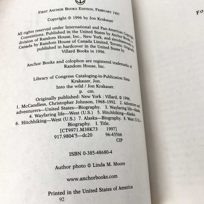 Into the Wild by Jon Krakauer [TRADE PAPERBACK] 1997 • Anchor