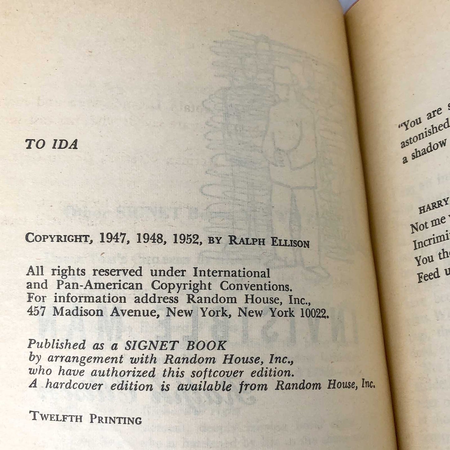 Invisible Man by Ralph Ellison [1952 PAPERBACK] 12th Printing • Vintage Intl.