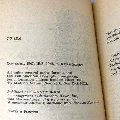 Invisible Man by Ralph Ellison [1952 PAPERBACK] 12th Printing • Vintage Intl.